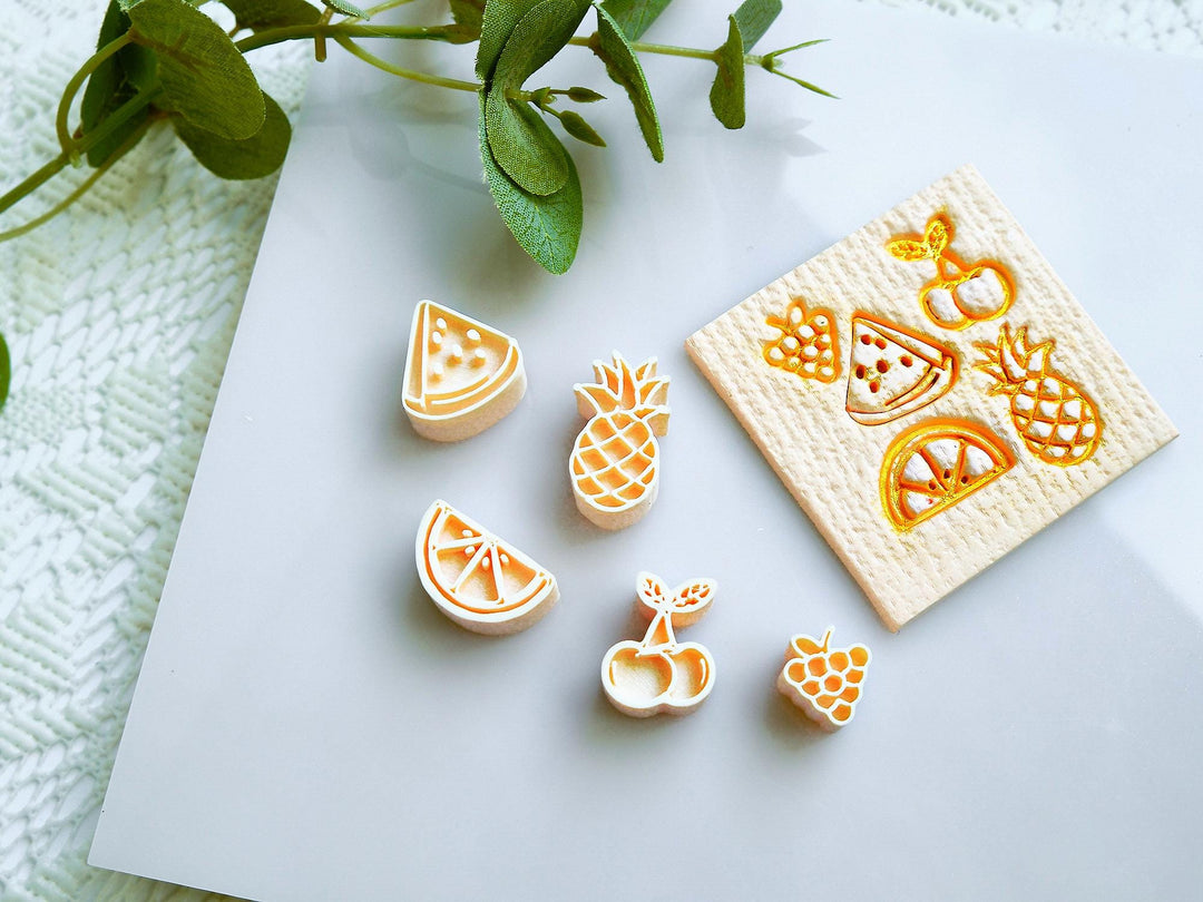 Fruit Stamp Set – 5pc Mini Polymer Clay Cutters for DIY Earring Making & Jewelry Crafts