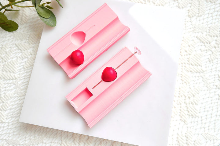 Polymer Clay Strawberry Bead Roller Set with measurement and hole guide: Includes Hole Maker & Needle