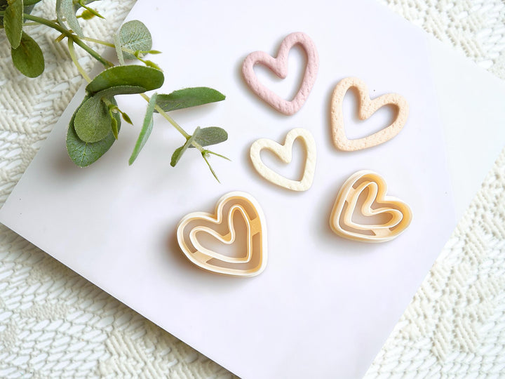 Abstract Heart Clay Cutter: Polymer Clay Jewelry Mold - Valentine Earring Making