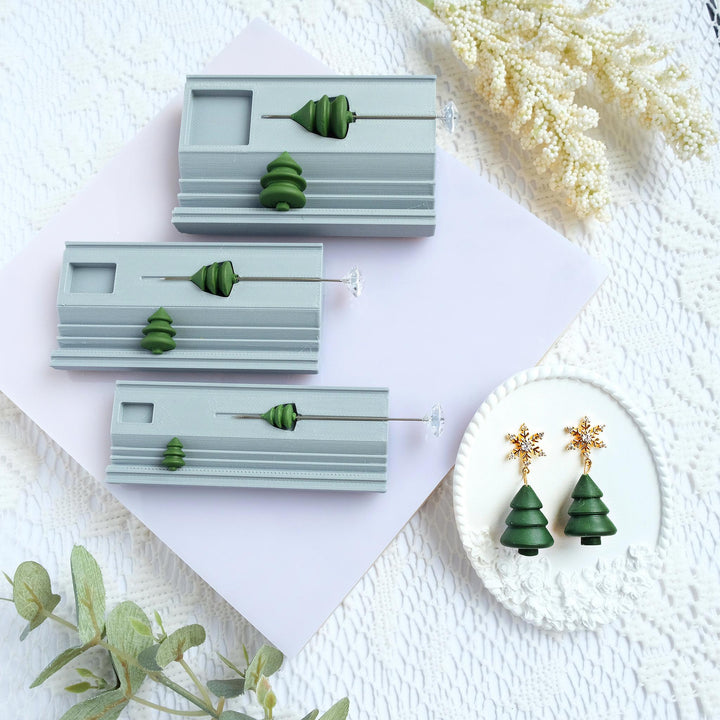 Christmas Tree Polymer Clay Bead Roller with hole guide and measurement: Include needle, Jewelry Making Tool, 8-20mm size option