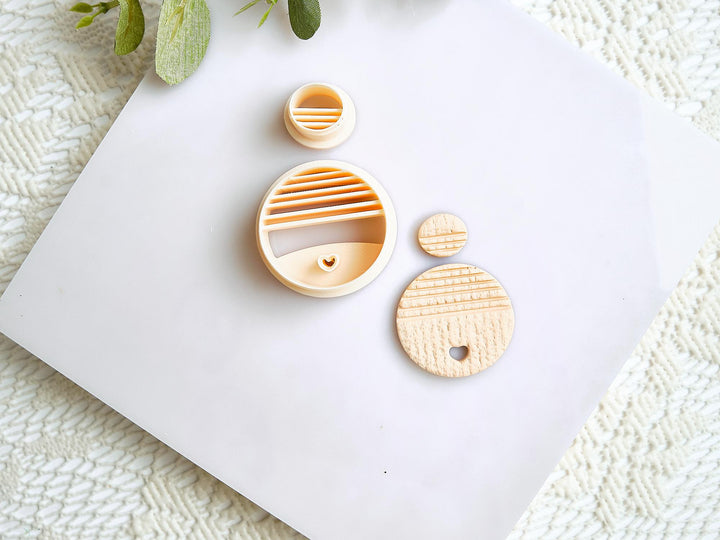 Heart Cutout Polymer Clay Cutter: Striped Circle Earring Mold Set