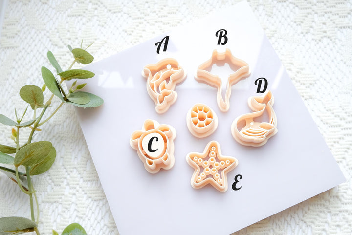 Sea Animal Polymer Clay Cutter Set: Coastal Charms, Earrings, Keychains