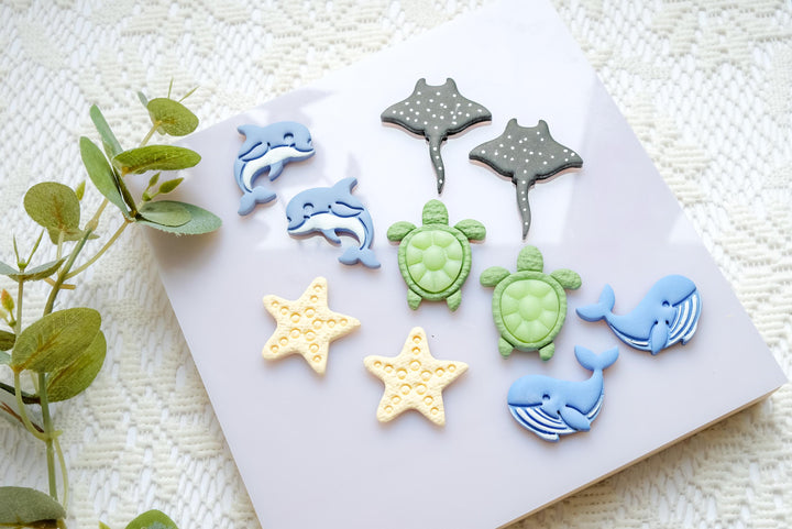 Sea Animal Polymer Clay Cutter Set: Coastal Charms, Earrings, Keychains