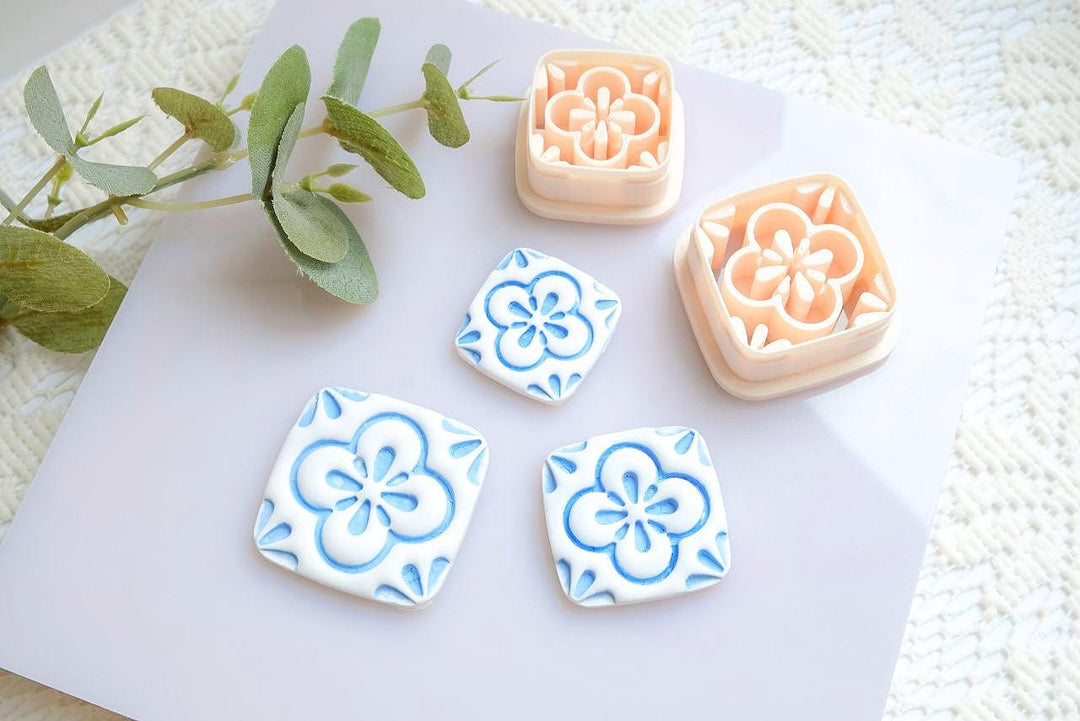 Mediterranean Tile Clay Tool: Moroccan Floral Design, Polymer Clay Earrings