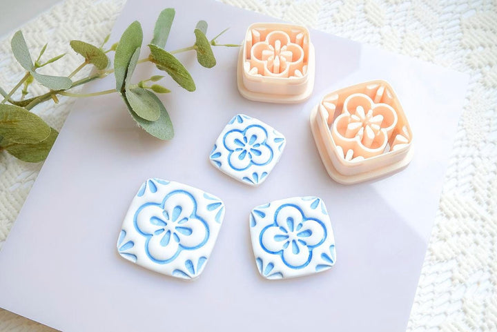 Mediterranean Tile Clay Tool: Moroccan Floral Design, Polymer Clay Earrings