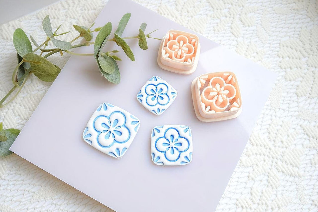 Mediterranean Tile Clay Tool: Moroccan Floral Design, Polymer Clay Earrings