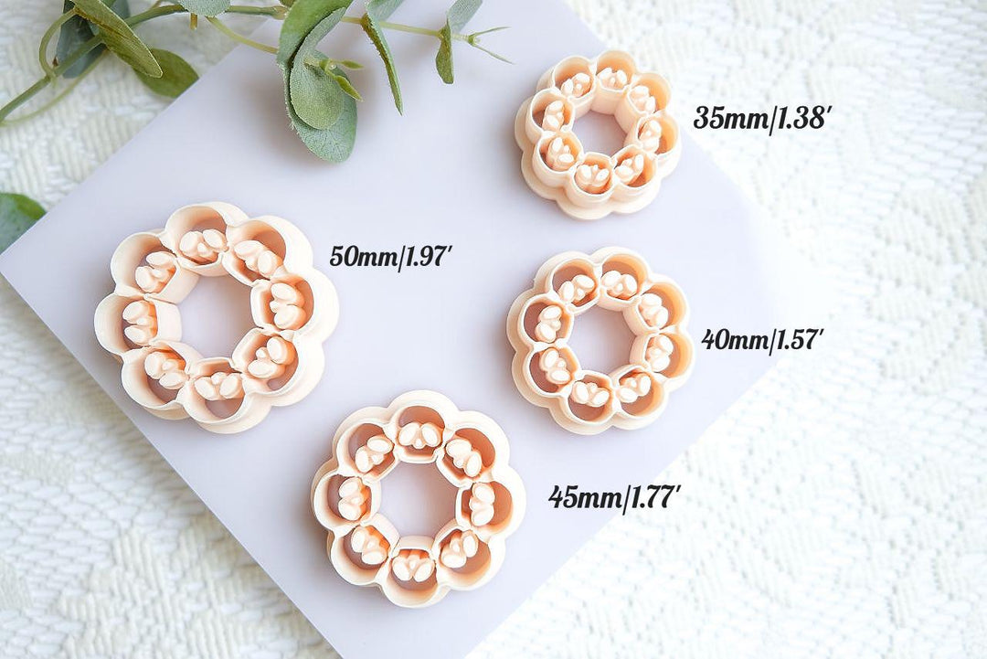 Skull Flower Wreath Clay Cutter – Halloween Polymer Clay Tool for Boho Spooky Earrings
