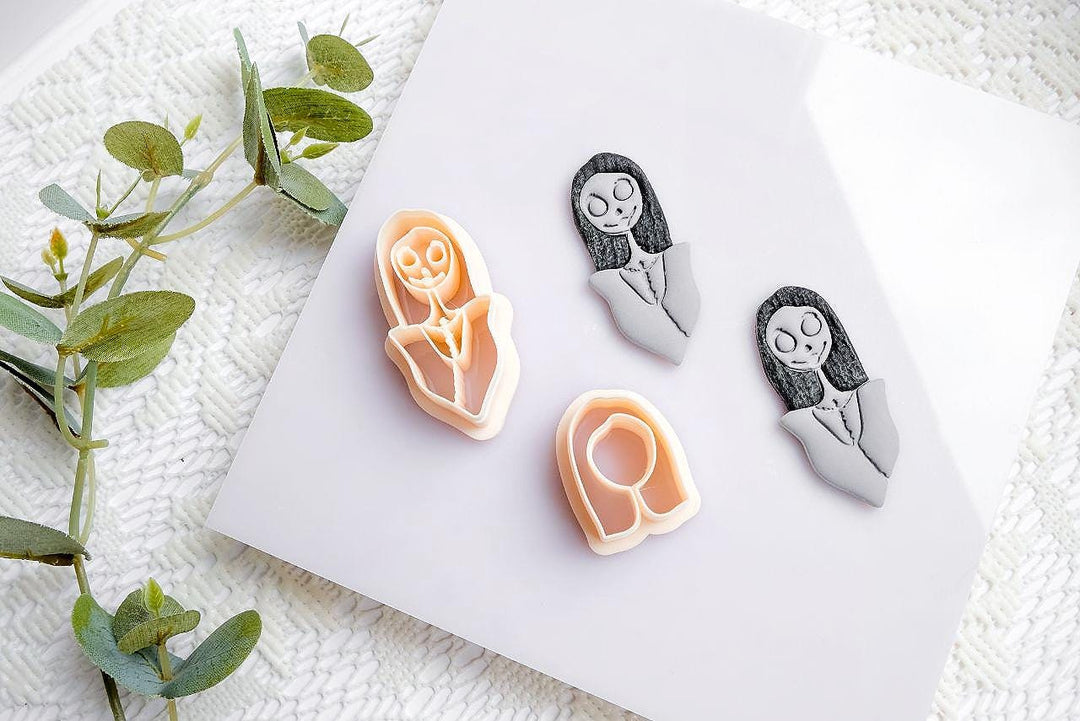 Gothic Girl Polymer Clay Cutter | Halloween Clay Earring Cutter | Tim Burton Inspired Clay Tool | Sally Style Mold | Creepy Cute Jewelry