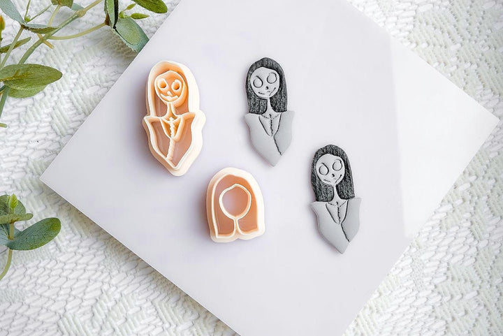 Gothic Girl Polymer Clay Cutter | Halloween Clay Earring Cutter | Tim Burton Inspired Clay Tool | Sally Style Mold | Creepy Cute Jewelry