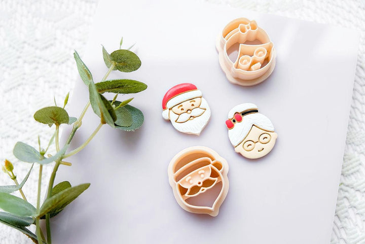 Mr. & Mrs. Claus Polymer Clay Cutters | Christmas Earring Molds | Holiday Clay Cutter Set | Polymer Clay Jewelry Tools | Christmas Craft