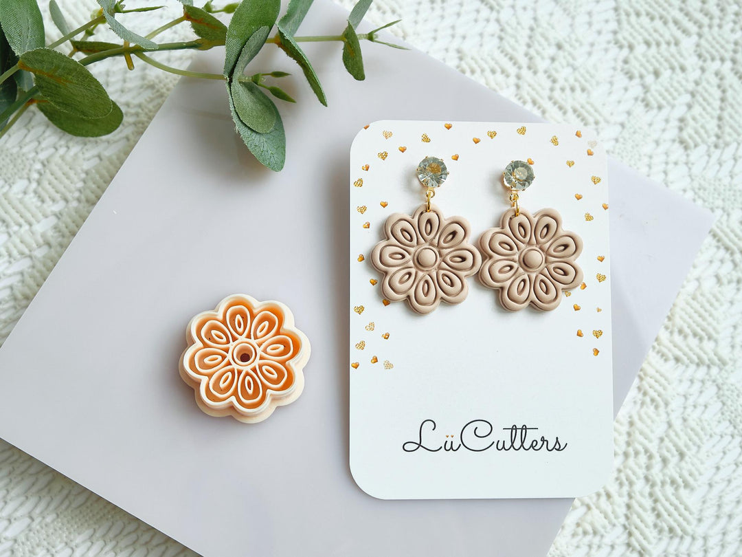 Embossed Flower Polymer Clay Cutter: Floral Earring Jewelry - LiiCutters