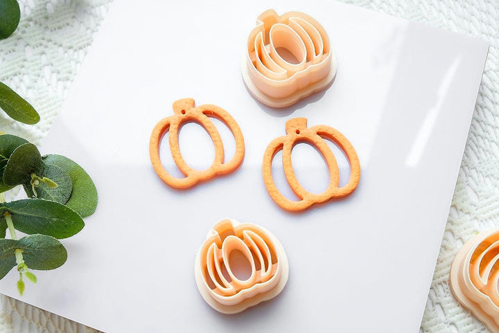 Pumpkin Polymer Clay Cutter Set – 3D Printed Fall Earring Mold Tools, Autumn Clay Jewelry Making Set