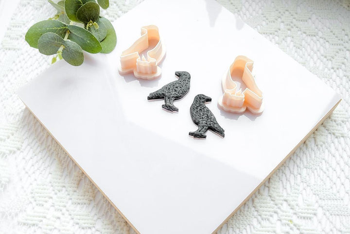 Crow Polymer Clay Cutter: Gothic Halloween Jewelry Mold