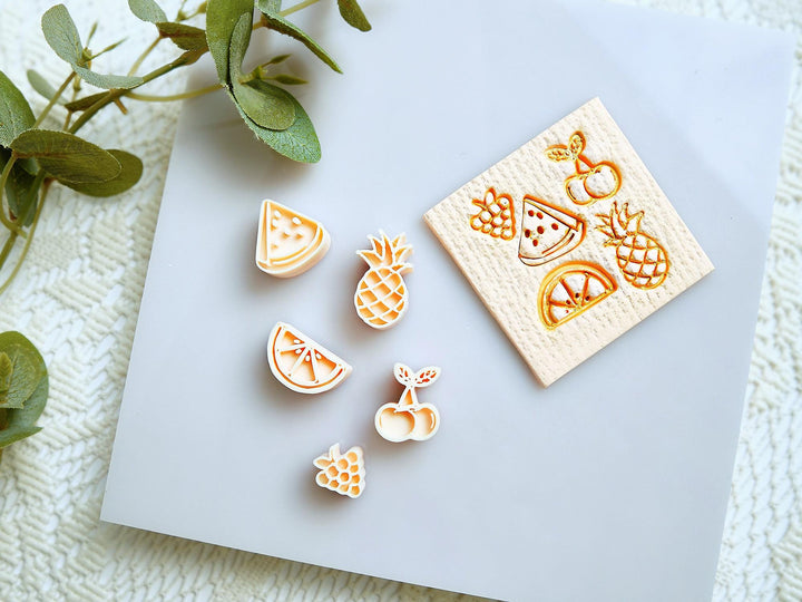 Fruit Stamp Set – 5pc Mini Polymer Clay Cutters for DIY Earring Making & Jewelry Crafts