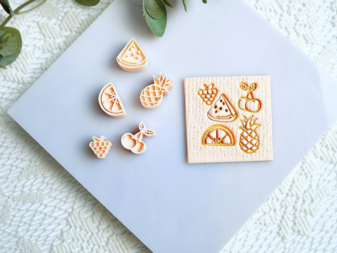 Fruit Stamp Set – 5pc Mini Polymer Clay Cutters for DIY Earring Making & Jewelry Crafts