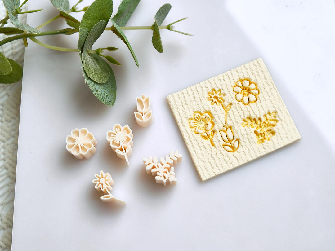 Mini Flower Polymer Clay Cutter Set | 5pc Clay Earring Making Tools | DIY Jewelry Supplies