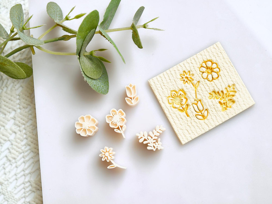 Mini Flower Polymer Clay Cutter Set | 5pc Clay Earring Making Tools | DIY Jewelry Supplies