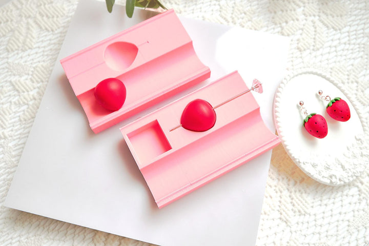 Polymer Clay Strawberry Bead Roller Set with measurement and hole guide: Includes Hole Maker & Needle