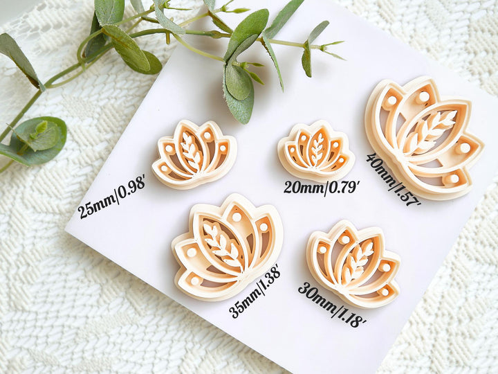 Lotus Flower Clay Cutter: Polymer Clay Earring Tool