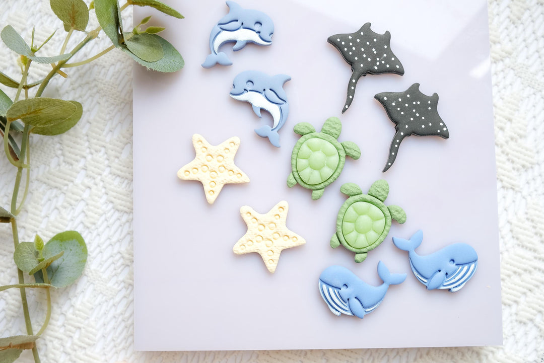 Sea Animal Polymer Clay Cutter Set: Coastal Charms, Earrings, Keychains