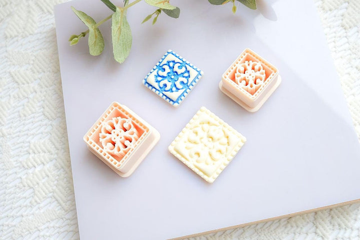Moroccan Mosaic Tile Clay Tool: Polymer Clay Floral Stamp