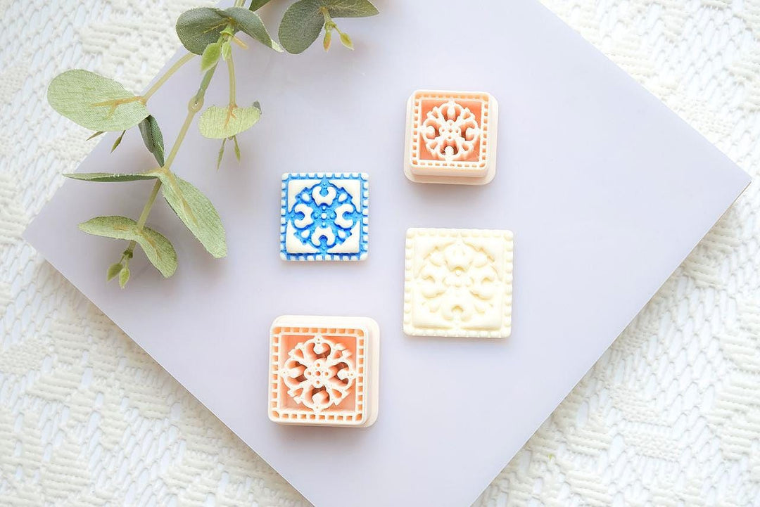 Moroccan Mosaic Tile Clay Tool: Polymer Clay Floral Stamp