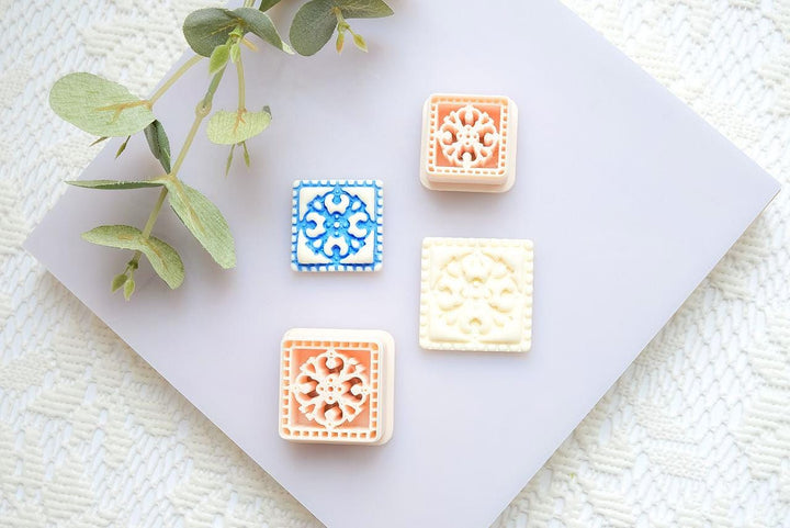 Moroccan Mosaic Tile Clay Tool: Polymer Clay Floral Stamp
