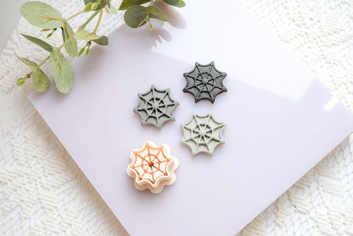 Moonlit Spider Web Polymer Clay Cutter Set: Halloween Jewelry Making