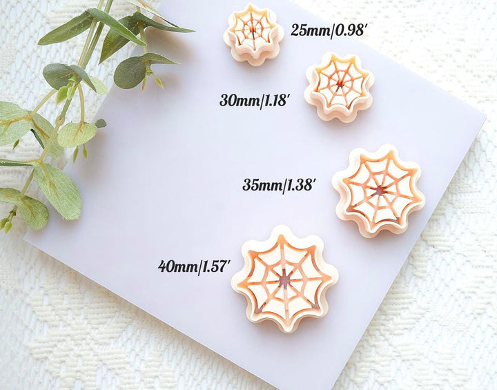 Moonlit Spider Web Polymer Clay Cutter Set: Halloween Jewelry Making