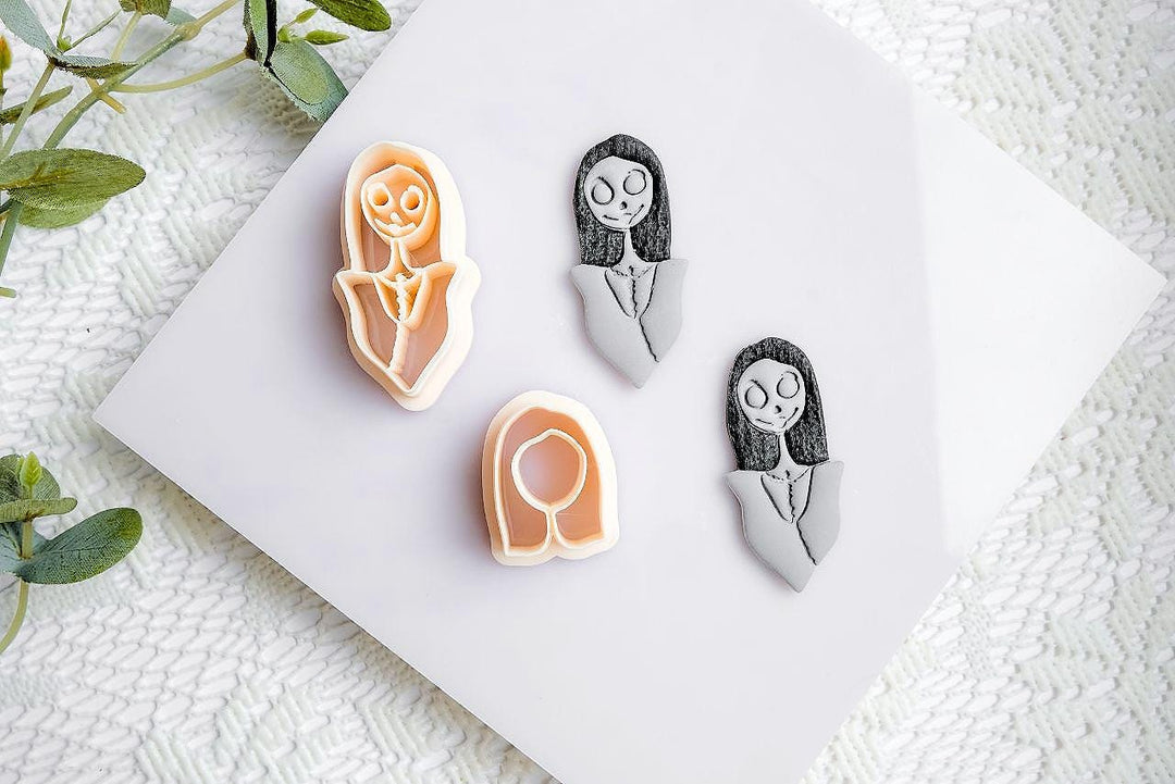 Gothic Girl Polymer Clay Cutter | Halloween Clay Earring Cutter | Tim Burton Inspired Clay Tool | Sally Style Mold | Creepy Cute Jewelry