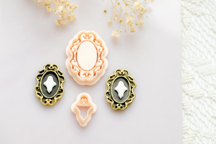 Ghost Cameo Polymer Clay Cutter Set: Halloween Jewelry Making Tools