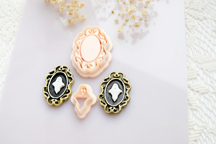 Ghost Cameo Polymer Clay Cutter Set: Halloween Jewelry Making Tools