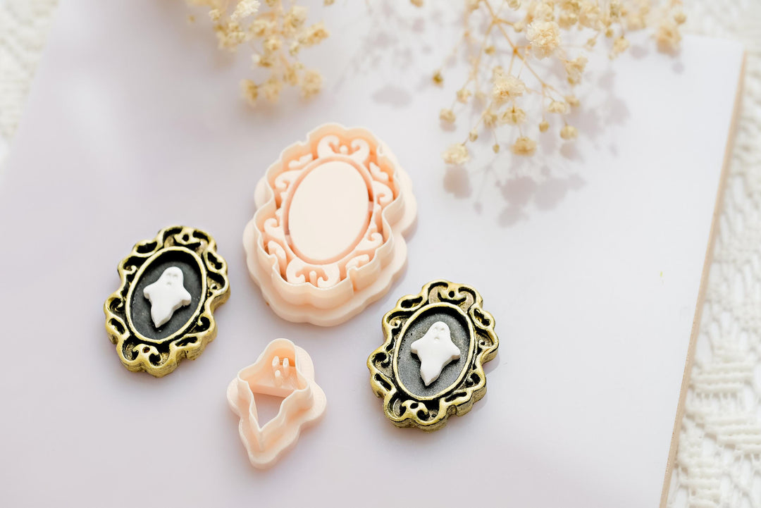 Ghost Cameo Polymer Clay Cutter Set: Halloween Jewelry Making Tools