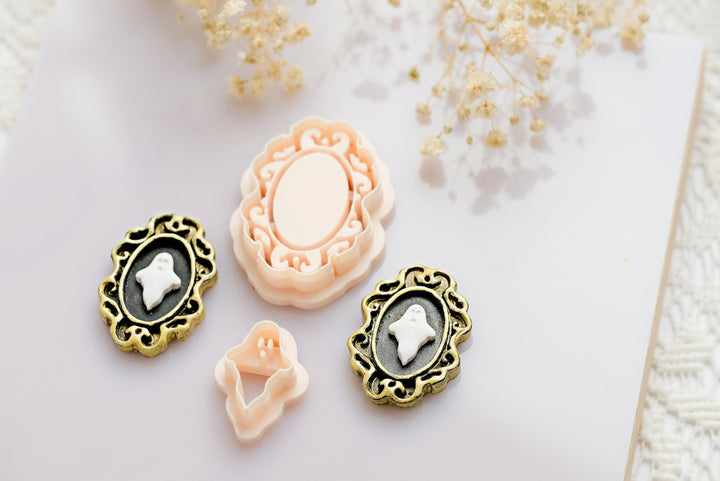 Ghost Cameo Polymer Clay Cutter Set: Halloween Jewelry Making Tools