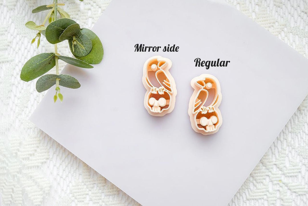 Raven on Skull Polymer Clay Cutter: Gothic Halloween Jewelry Mold