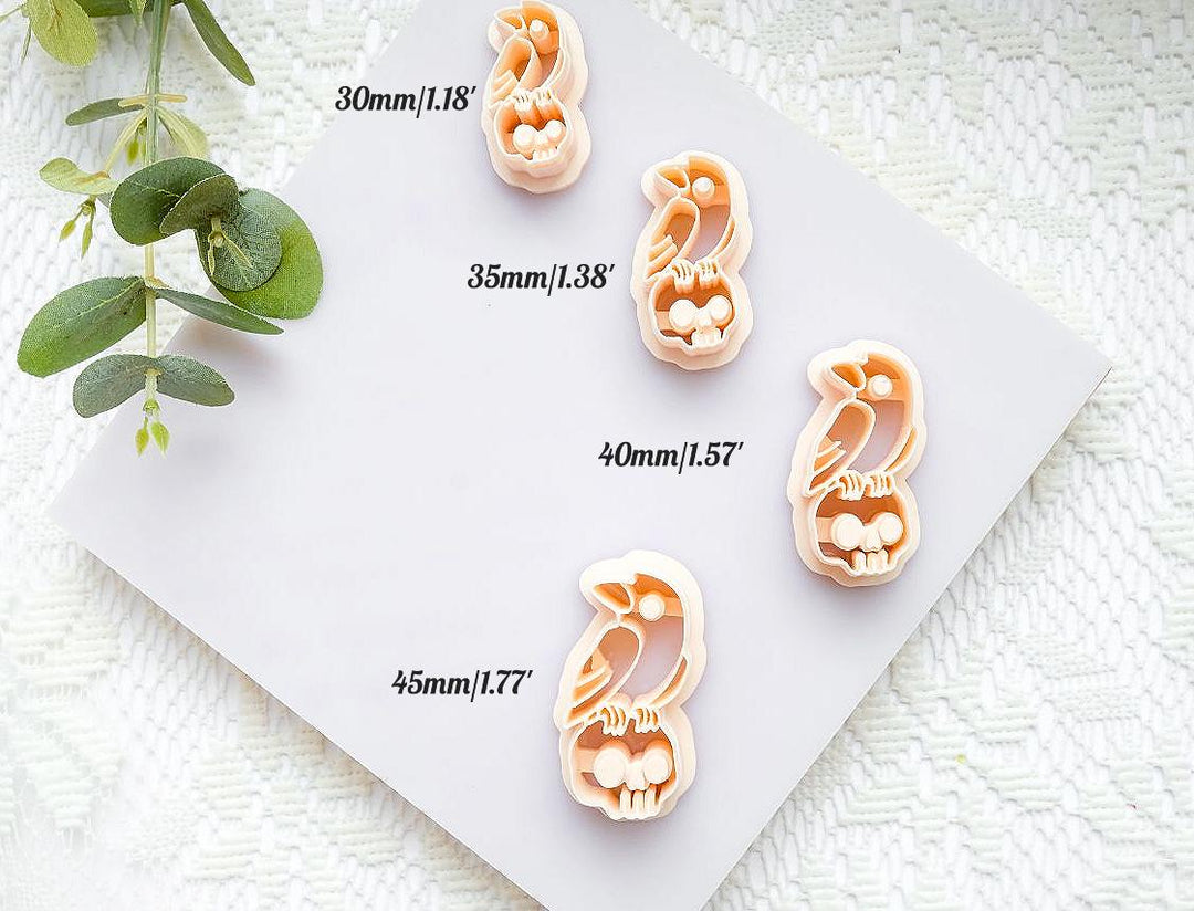 Raven on Skull Polymer Clay Cutter: Gothic Halloween Jewelry Mold