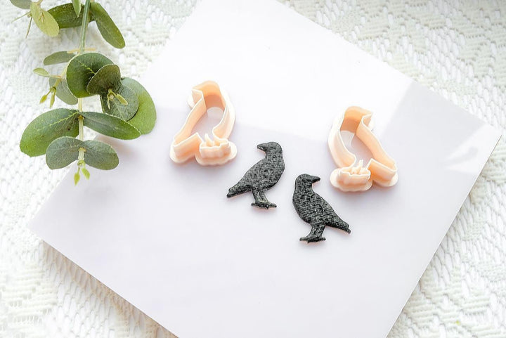 Crow Polymer Clay Cutter: Gothic Halloween Jewelry Mold