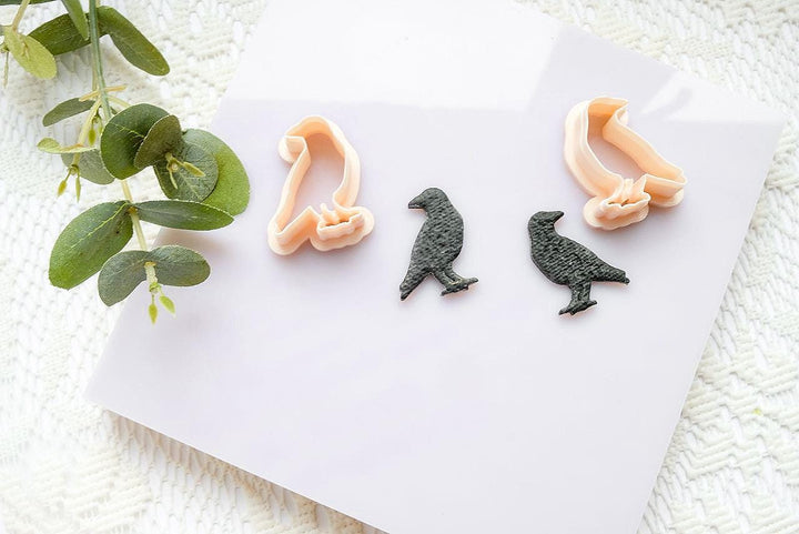 Crow Polymer Clay Cutter: Gothic Halloween Jewelry Mold