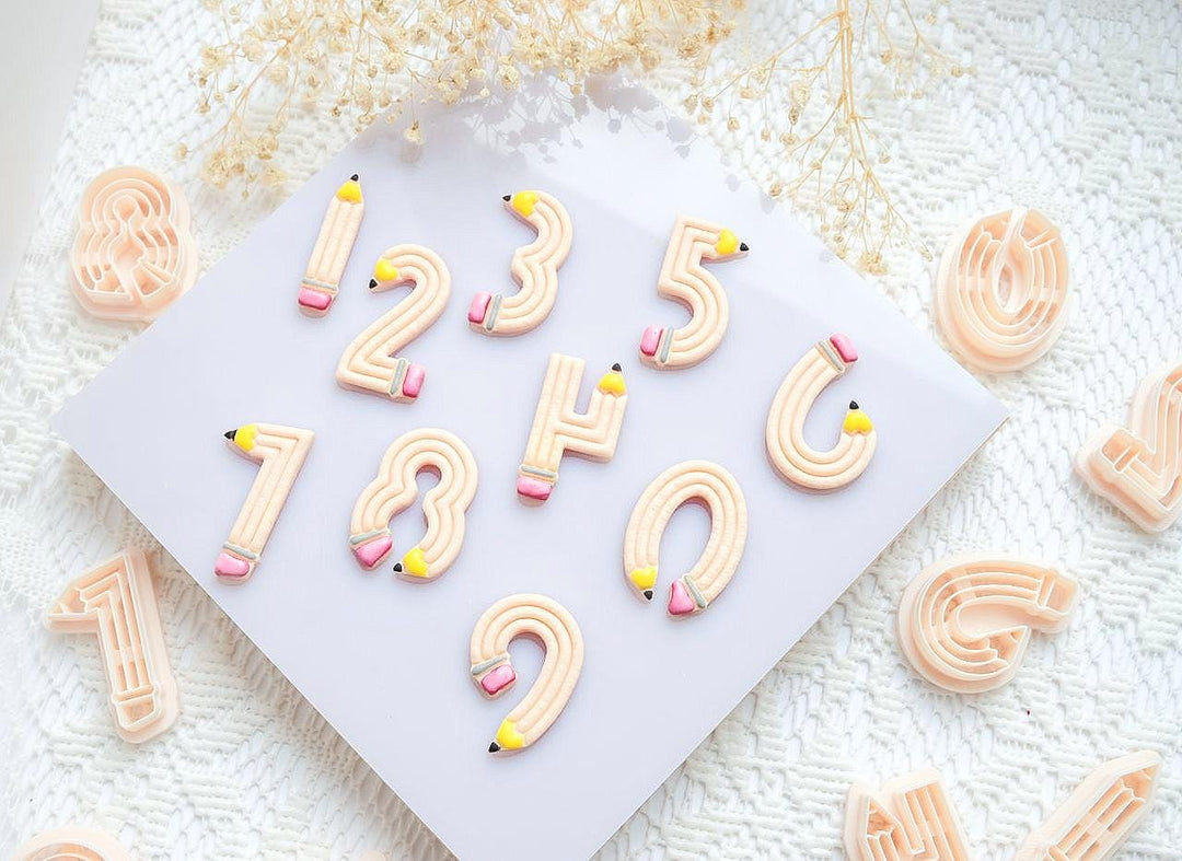 Pencil Number Polymer Clay Cutters: Fall Crafts & Teacher Gifts