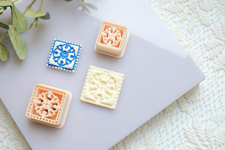 Moroccan Mosaic Tile Clay Tool: Polymer Clay Floral Stamp