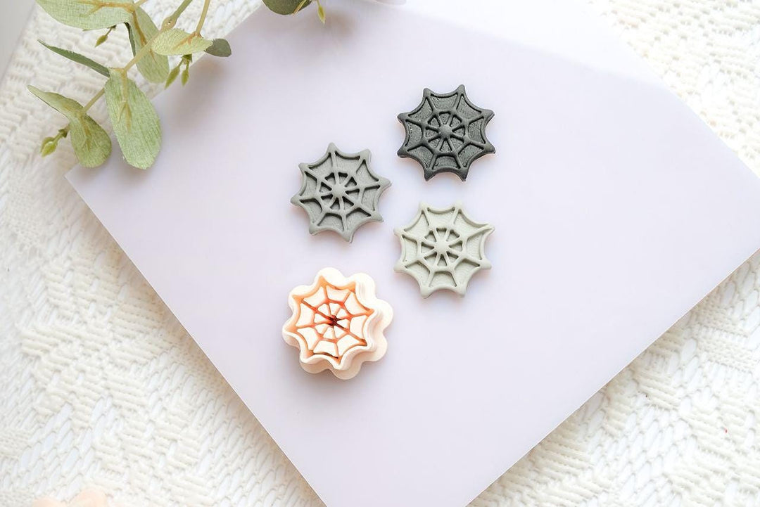 Moonlit Spider Web Polymer Clay Cutter Set: Halloween Jewelry Making