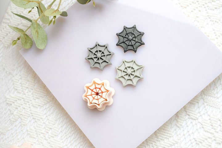 Moonlit Spider Web Polymer Clay Cutter Set: Halloween Jewelry Making