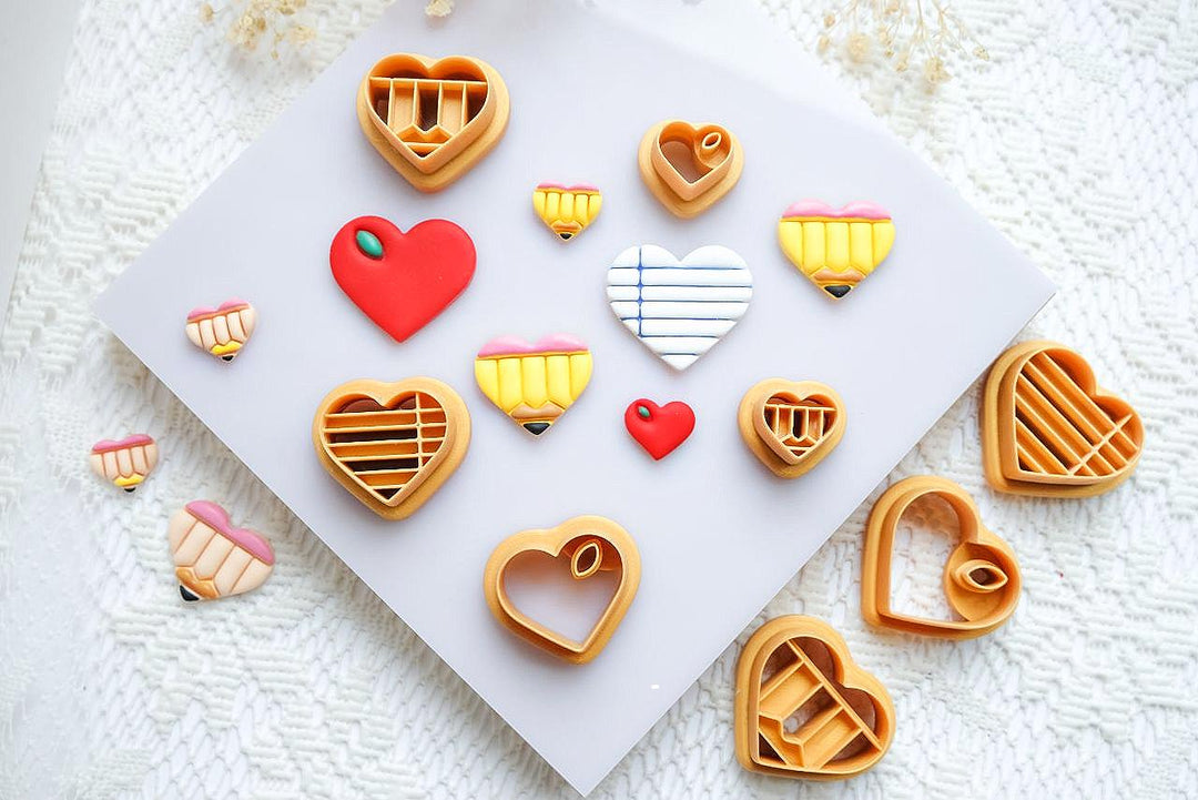 Heart Polymer Clay Cutter Set: Back to School Edition