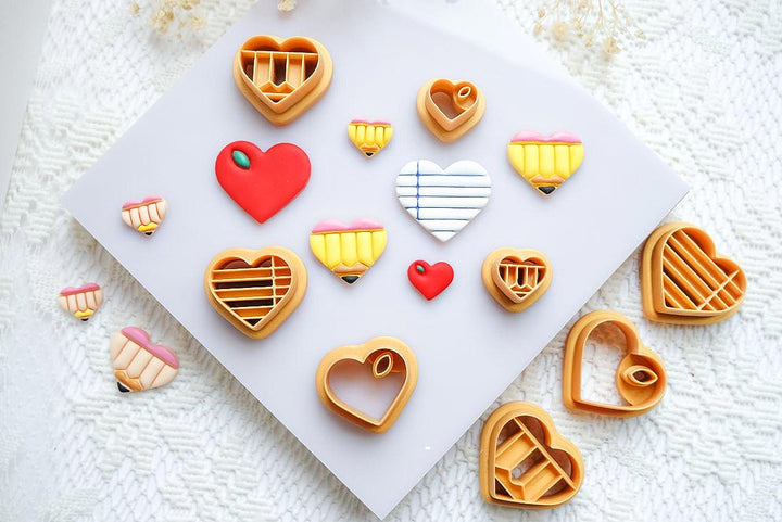 Heart Polymer Clay Cutter Set: Back to School Edition