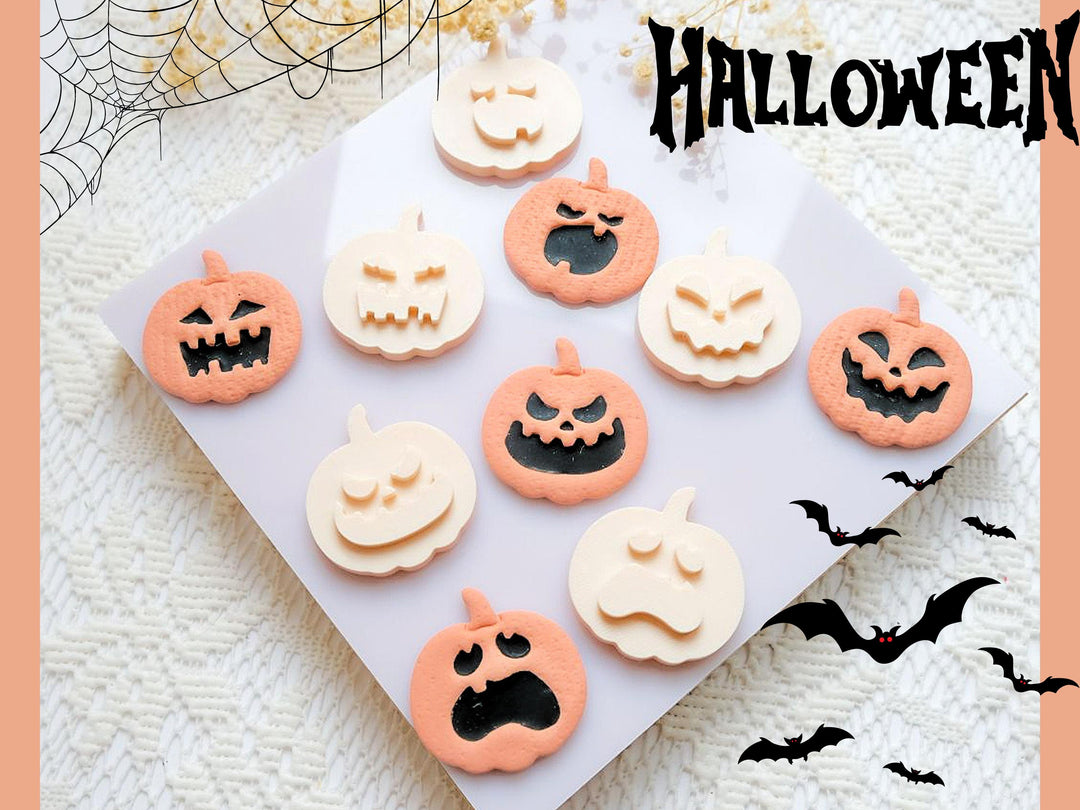 Halloween Pumpkin Face Stamp & Cutter Set: Polymer Clay Earrings