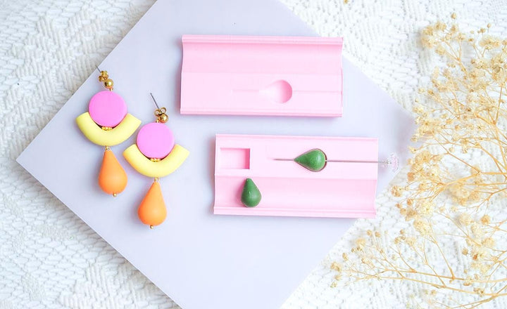 Polymer Clay Drop Bead Roller Set: Hole Maker & Size Guide (15-30mm), Drop bead Roller for polymer clay, Bead roller with guide