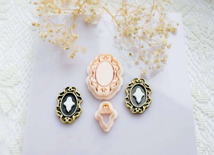 Ghost Cameo Polymer Clay Cutter Set: Halloween Jewelry Making Tools