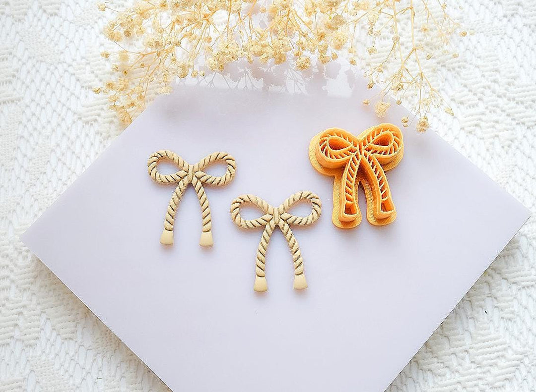 Christmas Bow Polymer Clay Cutter Set | Rope Knot Clay Cutters for Holiday Earrings & Jewelry Making