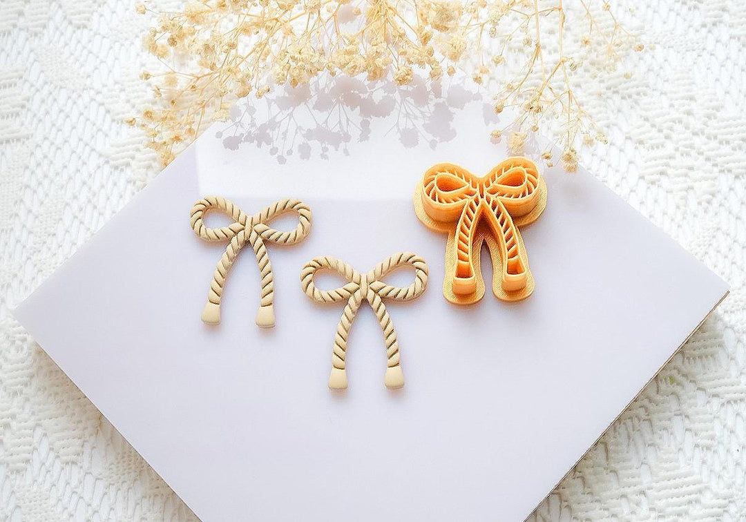 Christmas Bow Polymer Clay Cutter Set | Rope Knot Clay Cutters for Holiday Earrings & Jewelry Making