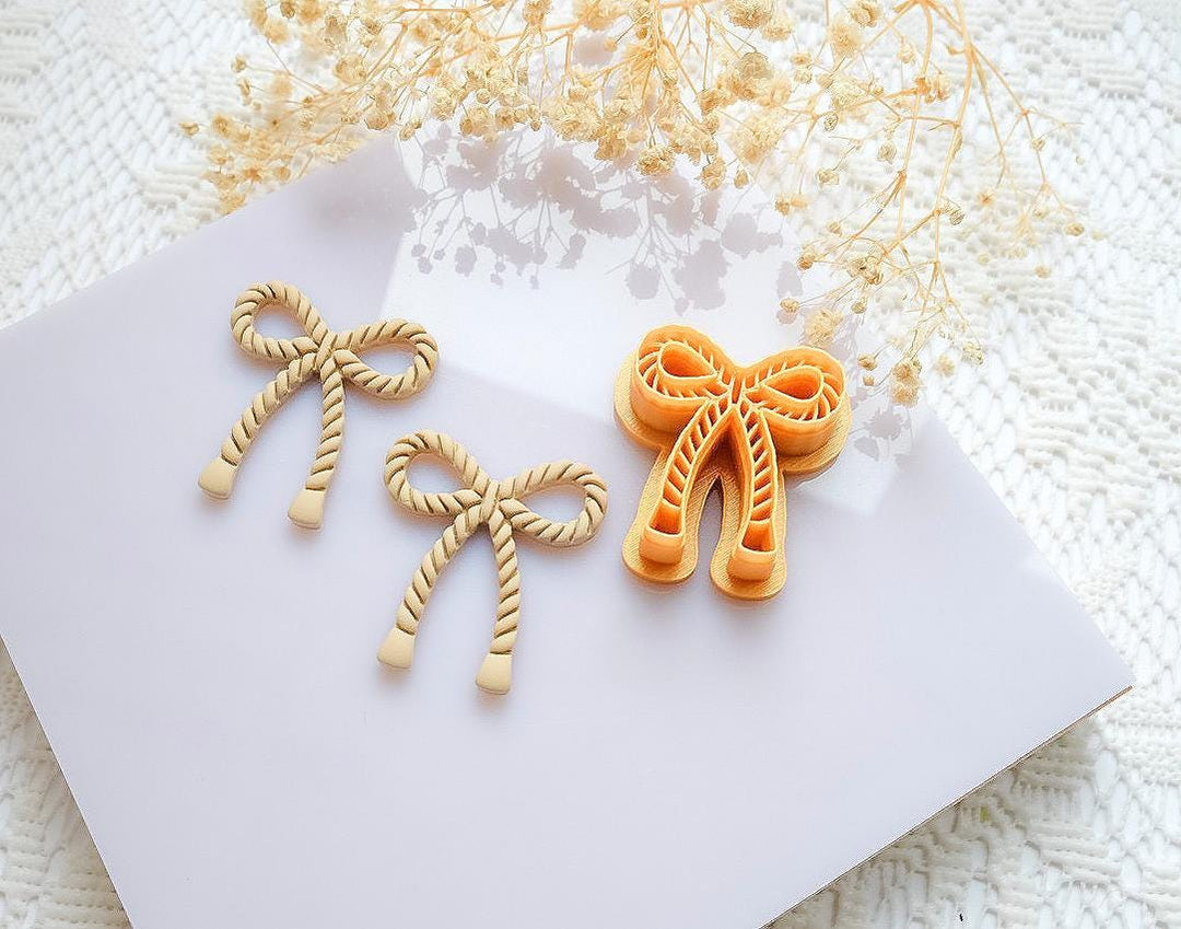 Christmas Bow Polymer Clay Cutter Set | Rope Knot Clay Cutters for Holiday Earrings & Jewelry Making